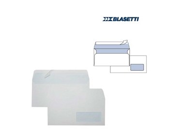 500 BUSTE BIANCHE 110X230MM 90GR C/FINESTRA SUPERSTRIP BLASETTI