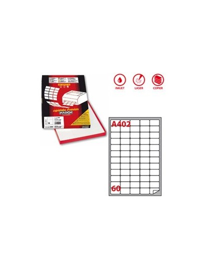 Etichetta adesiva A/402 bianca 100fg A4 37,5X23,5mm (60eti/fg) Markin