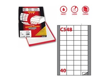 Etichetta adesiva C/548 bianca 100fg A4 45x29,7mm (40et/fg) Markin