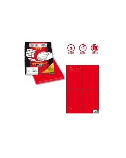 Etichetta adesiva C/519 rosso 100fg A4 105x148,5mm (4et/fg) Markin