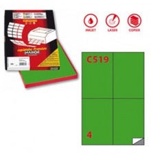 Etichetta adesiva C/519 verde 100fg A4 105x148,5mm (4et/fg) Markin