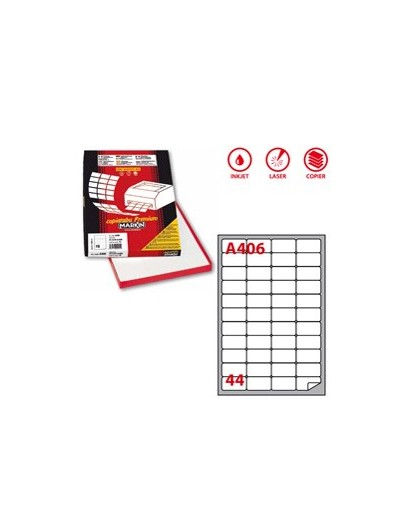 Etichetta adesiva A/406 bianca 100fg A4 47,5X25,5mm (44eti/fg) Markin