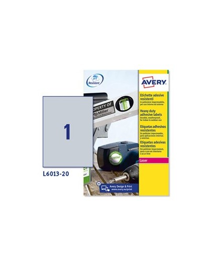 Poliestere adesivo L6013 argento 20fg A4 210x297mm (1et/fg) laser Avery