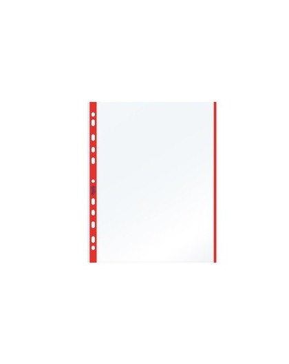 10 BUSTE FORATE 21x29.7cm C/BANDA COLORE ROSSO 01/0165