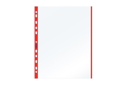 10 BUSTE FORATE 21x29.7cm C/BANDA COLORE ROSSO 01/0165