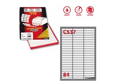 Etichetta adesiva C/537 bianca 100fg A4 67x10mm (84et/fg) Markin