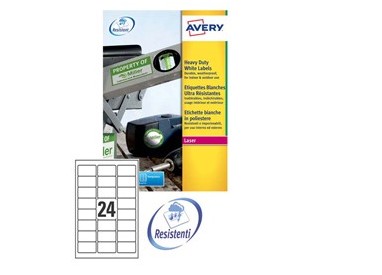 Poliestere adesivo L4773 bianco 20fg A4 63,5x33,9mm (24et/fg) laser Avery