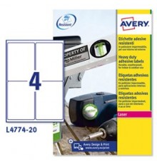 Poliestere adesivo L4774 bianco 20fg A4 99,1x139mm (4et/fg) laser Avery