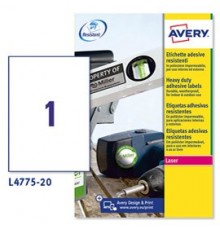 Poliestere adesivo L4775 bianco 20fg A4 210x297mm (1et/fg) laser Avery
