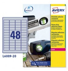 Poliestere adesivo L6009 argento 20fg A4 45,7x21,2mm (48et/fg) laser Avery