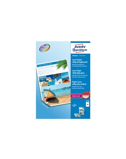 CARTA LASER A4 100fg 200gr PHOTO PATINATO EX.LUCIDO FRONTE/RETRO AVERY