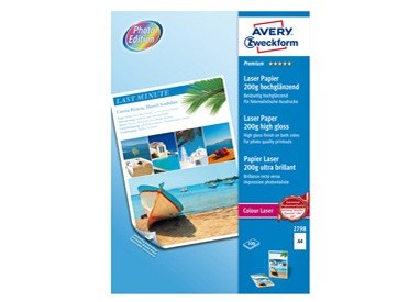 CARTA LASER A4 100fg 200gr PHOTO PATINATO EX.LUCIDO FRONTE/RETRO AVERY