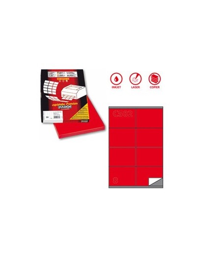 Etichetta adesiva C/502 rosso 100fg A4 105x72mm (8et/fg) Markin