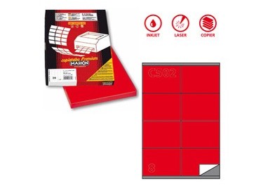 Etichetta adesiva C/502 rosso 100fg A4 105x72mm (8et/fg) Markin