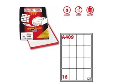 Etichetta adesiva A/409 bianca 100fg A4 47,7X70mm (16eti/fg) Markin
