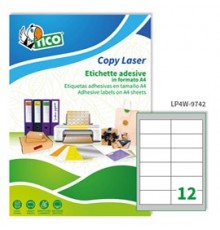 Etichetta adesiva LP4W bianca 100fg A4 97x42,3mm (12et/fg) Laser Tico