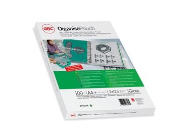 Scatola 100 pouches 2x125mic 228x303mm A4+ pre-forata Organise GBC