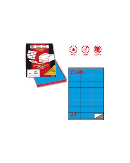 Etichetta adesiva C/500 blu 100fg A4 70x36mm (24et/fg) Markin