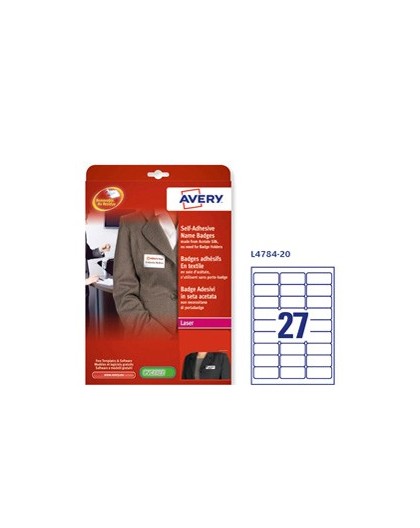 Etichette badge in seta acetata 63,5x29,6mm (27et/fg) 25fg - laser Avery