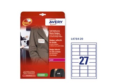 Etichette badge in seta acetata 63,5x29,6mm (27et/fg) 25fg - laser Avery
