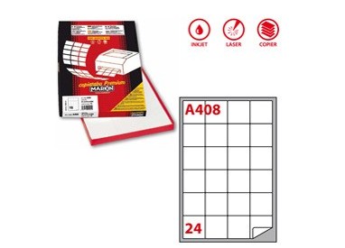 Etichetta adesiva A/408 bianca 100fg A4 47,5X46,5mm (24eti/fg) Markin