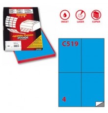 Etichetta adesiva C/519 blu 100fg A4 105x148,5mm (4et/fg) Markin