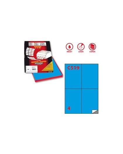 Etichetta adesiva C/519 blu 100fg A4 105x148,5mm (4et/fg) Markin