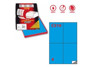 Etichetta adesiva C/519 blu 100fg A4 105x148,5mm (4et/fg) Markin