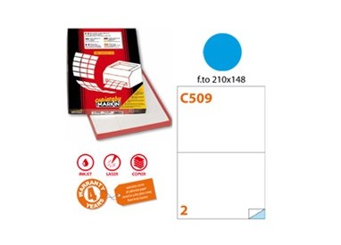 Etichetta adesiva C/509 blu 100fg A4 210x148,5 mm (2et/fg) Markin