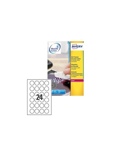 Poliestere adesivo L6112 bianco antimanomissione 20fg A4 Ø40mm (24et/fg)laser