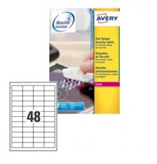 Poliestere adesivo L6113 bianco antim. 20fg A4 45,7x21,2mm (48et/fg) laser Avery