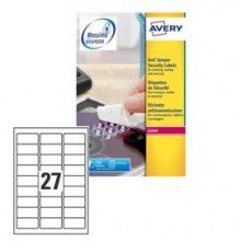 Poliestere adesivo L6114 bianco antim. 20fg A4 63,5x29,6mm (27et/fg) laser Avery
