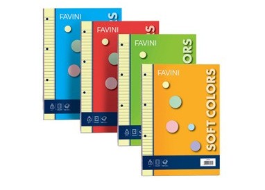 Ricambi forati A5 80gr 100fg 5mm SOFT COLORS 5 COLORI FAVINI