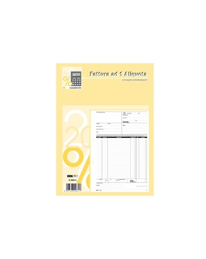 BLOCCO FATTURE 1 ALIQUOTA IVA 50/50 FOGLI AUTORIC. 29,7X21 E5283A