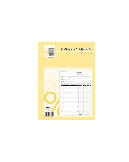 BLOCCO FATTURE 3 ALIQUOTE IVA 2COPIE 50FOGLI AUTORIC. 29,7X21 E5303A