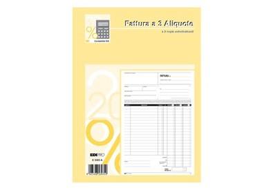 BLOCCO FATTURE 3 ALIQUOTE IVA 2COPIE 50FOGLI AUTORIC. 29,7X21 E5303A