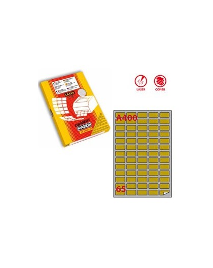 Etichetta adesiva A/400 oro 100fg A4 laser 38,1x21,2mm (65et/fg) Markin