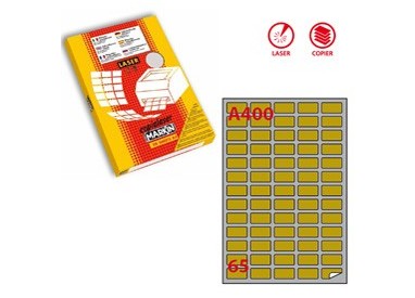 Etichetta adesiva A/400 oro 100fg A4 laser 38,1x21,2mm (65et/fg) Markin