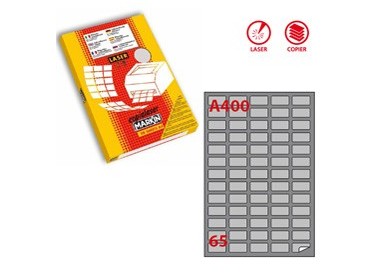 Etichetta adesiva A/400 argento 100fg A4 laser 38,1x21,2mm (65et/fg) Markin