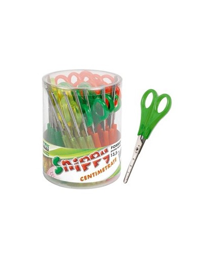 Barattolo 24 forbici SNIPPY centimetrate 13,5cm punta tonda LEBEZ