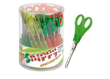 Barattolo 24 forbici SNIPPY centimetrate 13,5cm punta tonda LEBEZ