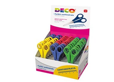 Display 30 forbici 13 cm centimetrate punta tonda 775 DECO