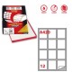 Etichetta adesiva A/420 bianca 100fg A4 63,5X72mm (12eti/fg) Markin