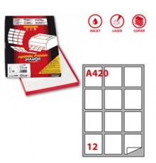 Etichetta adesiva A/420 bianca 100fg A4 63,5X72mm (12eti/fg) Markin