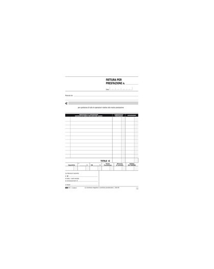 BLOCCO FATTURE PROFESSIONISTI 50/50 FOGLI AUTOR. 23X15 E5266A