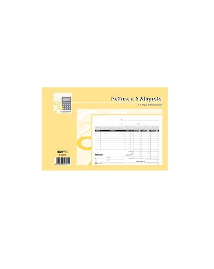 BLOCCO FATTURE 3 ALIQUOTE IVA 2COPIE 50FOGLI AUTORIC. 15X23 E5289A