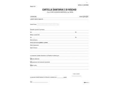 CARTELLA SANITARIA DI RISCHIO per lavoratori esposti ad agenti cancerogeni E2434