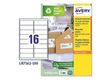 Etichette in carta riciclata bianca - 99,1x33,9mm - Laser - 100 fg Avery