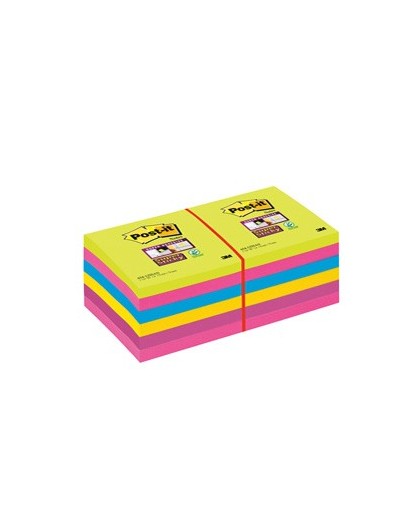BLOCCO 90foglietti Post-it® Super Sticky 76x76mm ULTRACOLOR 654-12SSUCC