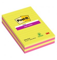 BLOCCO 45foglietti Post-it® Super Sticky 127x203mm righe ULTRACOLOR 845-4SUCC
